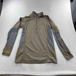 Leupold Pullover Mens Large Brown Merino Wool 1/4 Zip Hunting Shirt Base Layer